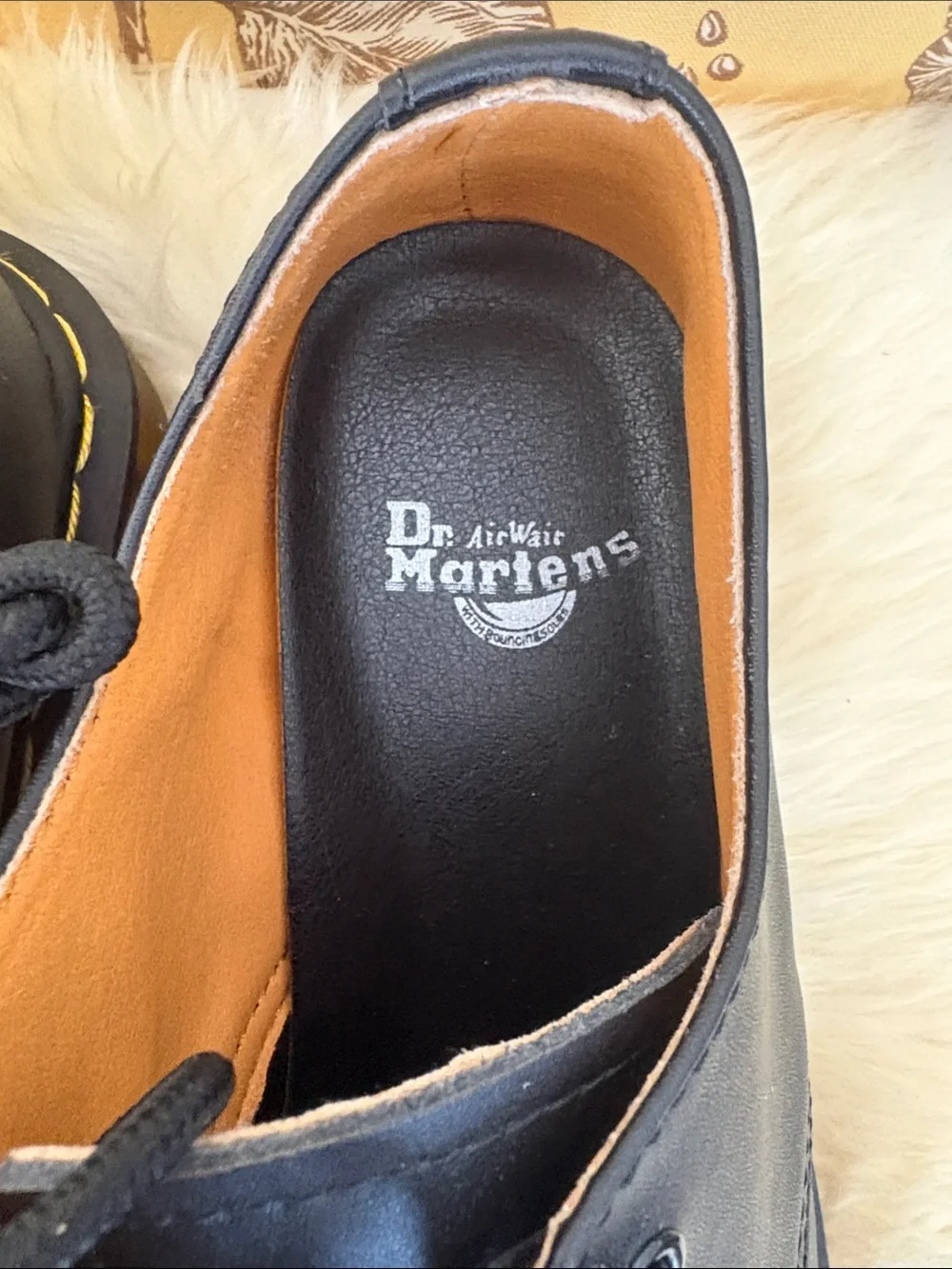 New! Dr. Martens Black 3-Eye Derby with Yellow Welt Stitching
